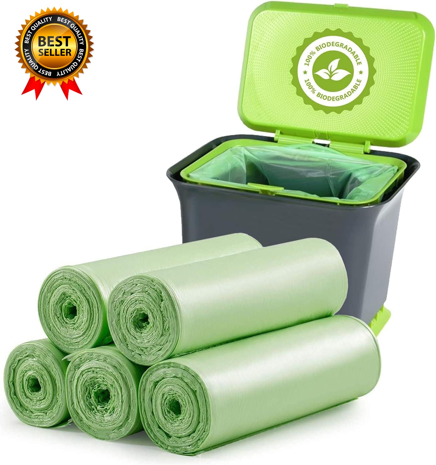 Small Trash Bags 1.2 Gallon 120 Counts Biodegradable Food Waste Bags Mini 5L