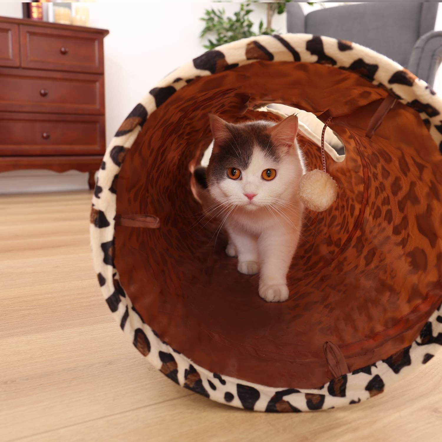 XL Collapsible Cat Tunnel for Fat Cats & Rabbits - 51"X12" Extra Wide Pet Play Tunnel with 12-Inch Diameter for Large Cats, Small Dogs