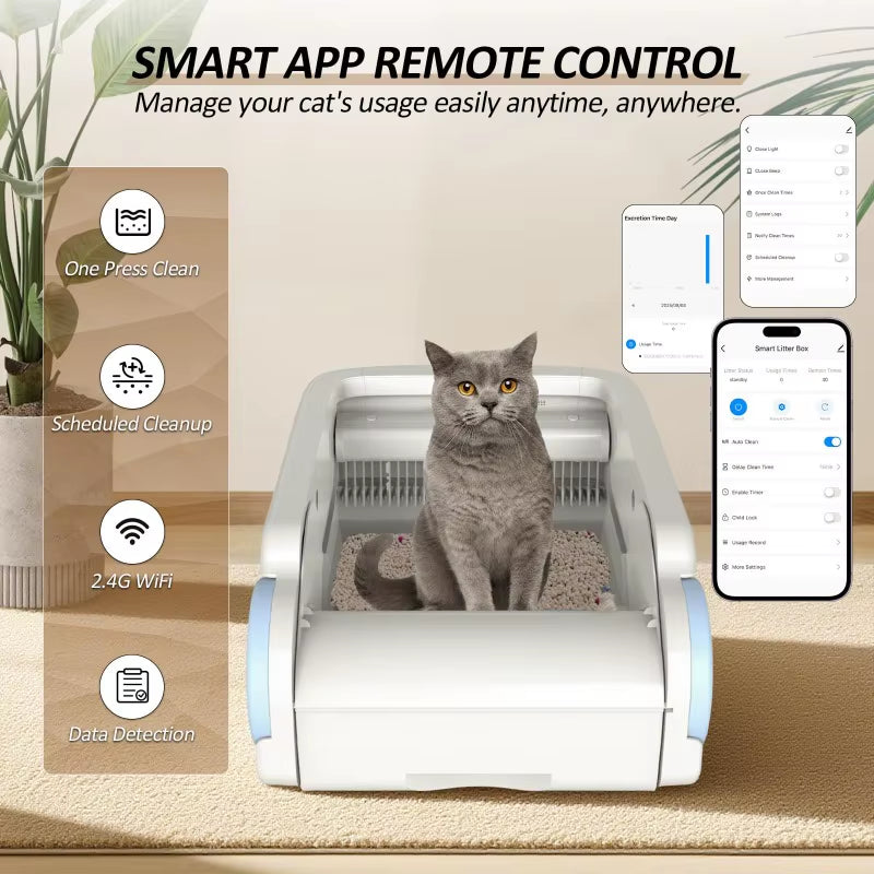 76L Automatic Self Cleaning App Remote Control Odor-Free Smart Cat Litter Toilet Tray Semi Automatic Cat Litter Box
