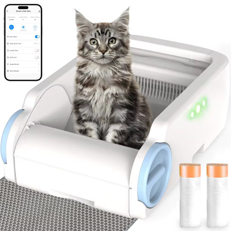 76L Automatic Self Cleaning App Remote Control Odor-Free Smart Cat Litter Toilet Tray Semi Automatic Cat Litter Box