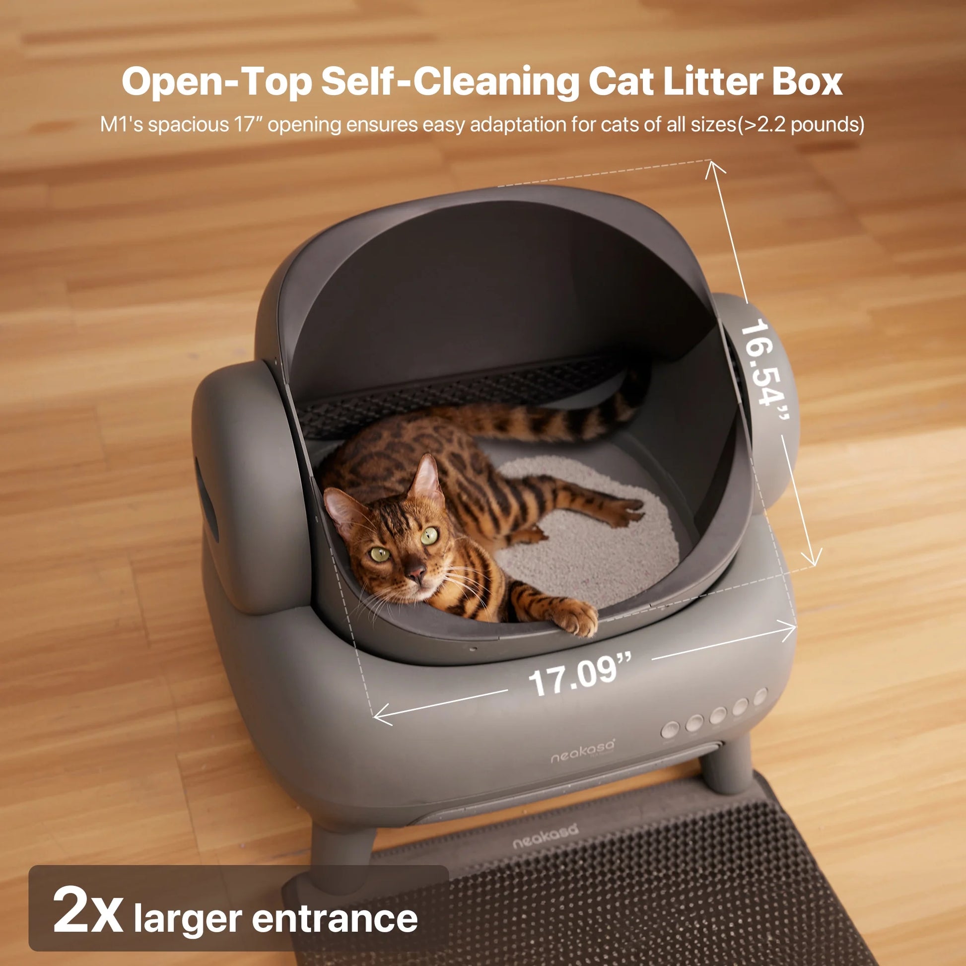 M1 plus Self Cleaning Cat Litter Box Bundle +Replaced Waste Bags-4 Rolls, Automatic Cat Litter Box with App Control, Open-Top, Odor-Free Waste Disposal