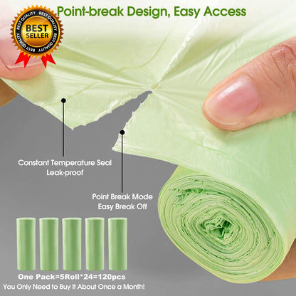 Small Trash Bags 1.2 Gallon 120 Counts Biodegradable Food Waste Bags Mini 5L