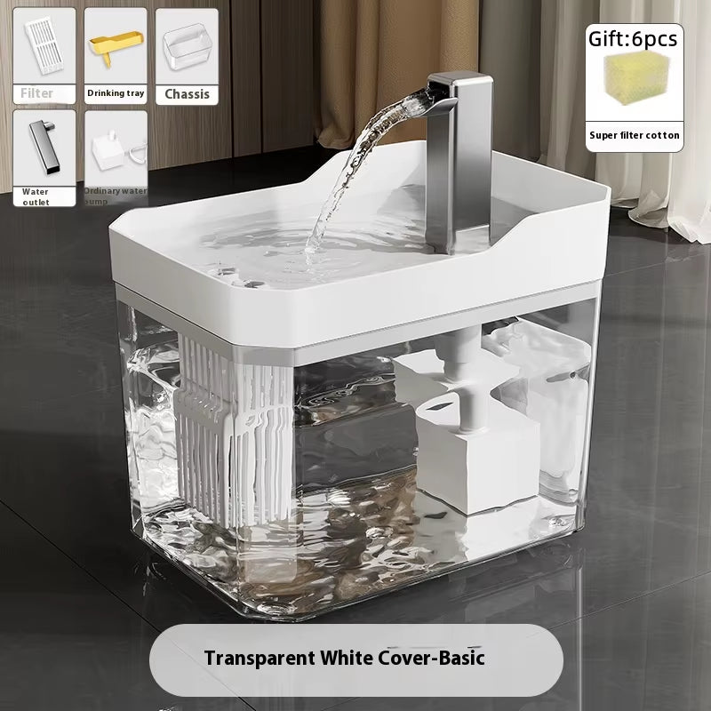 Cat Water Fountain Auto Filter Transparent Drinker USB Anti-Dry Burning Recirculate Filtering Water Dispenser with Pump