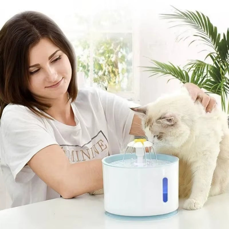 2.4L Pet Cat Silent Water Dispenser DC Water Pump LED Window Activated Filter Carbon Feeder USB Interface Drinking Bowl