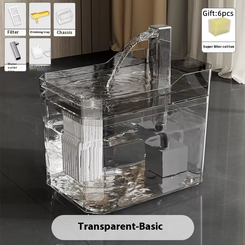 Cat Water Fountain Auto Filter Transparent Drinker USB Anti-Dry Burning Recirculate Filtering Water Dispenser with Pump