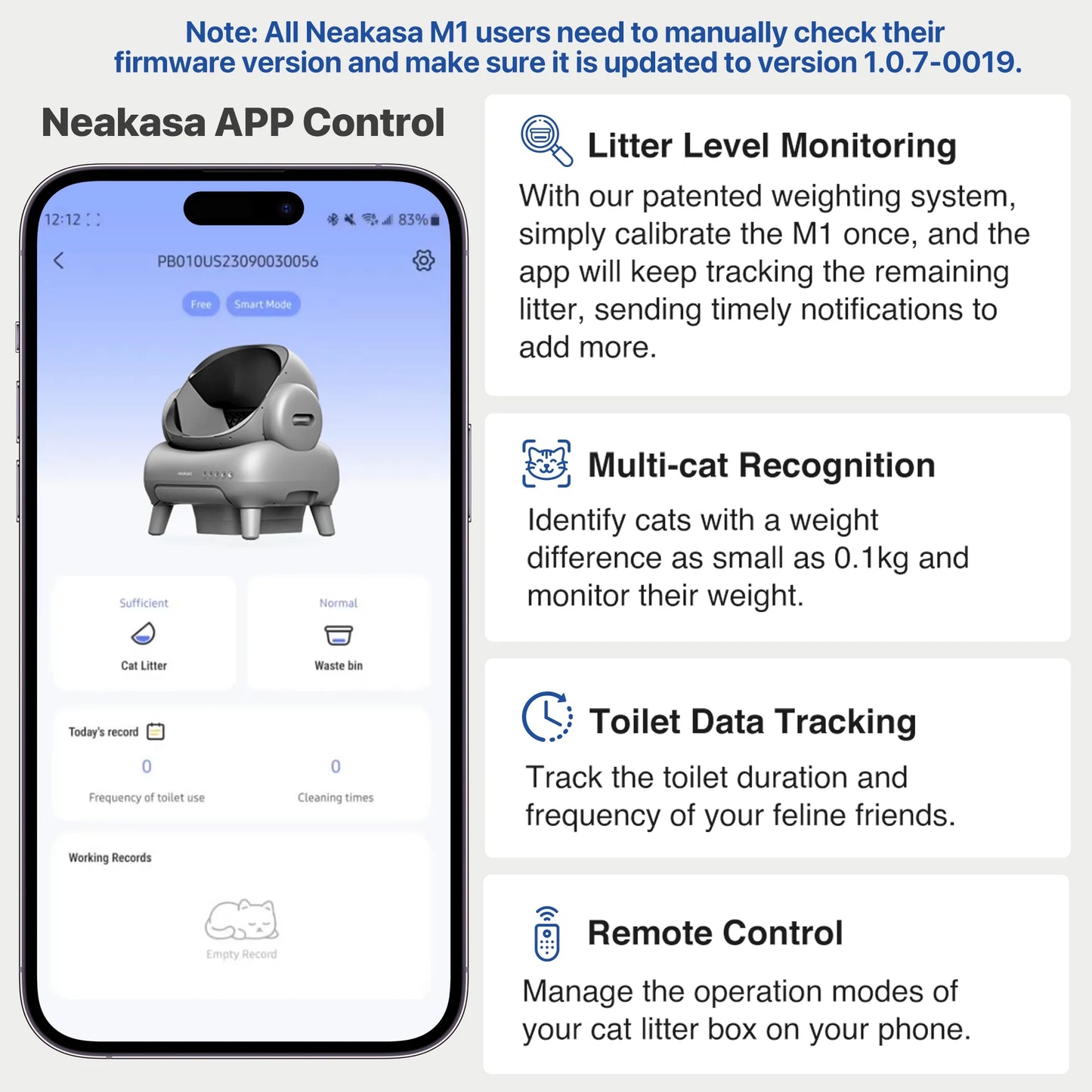 M1 plus Self Cleaning Cat Litter Box Bundle +Replaced Waste Bags-4 Rolls, Automatic Cat Litter Box with App Control, Open-Top, Odor-Free Waste Disposal