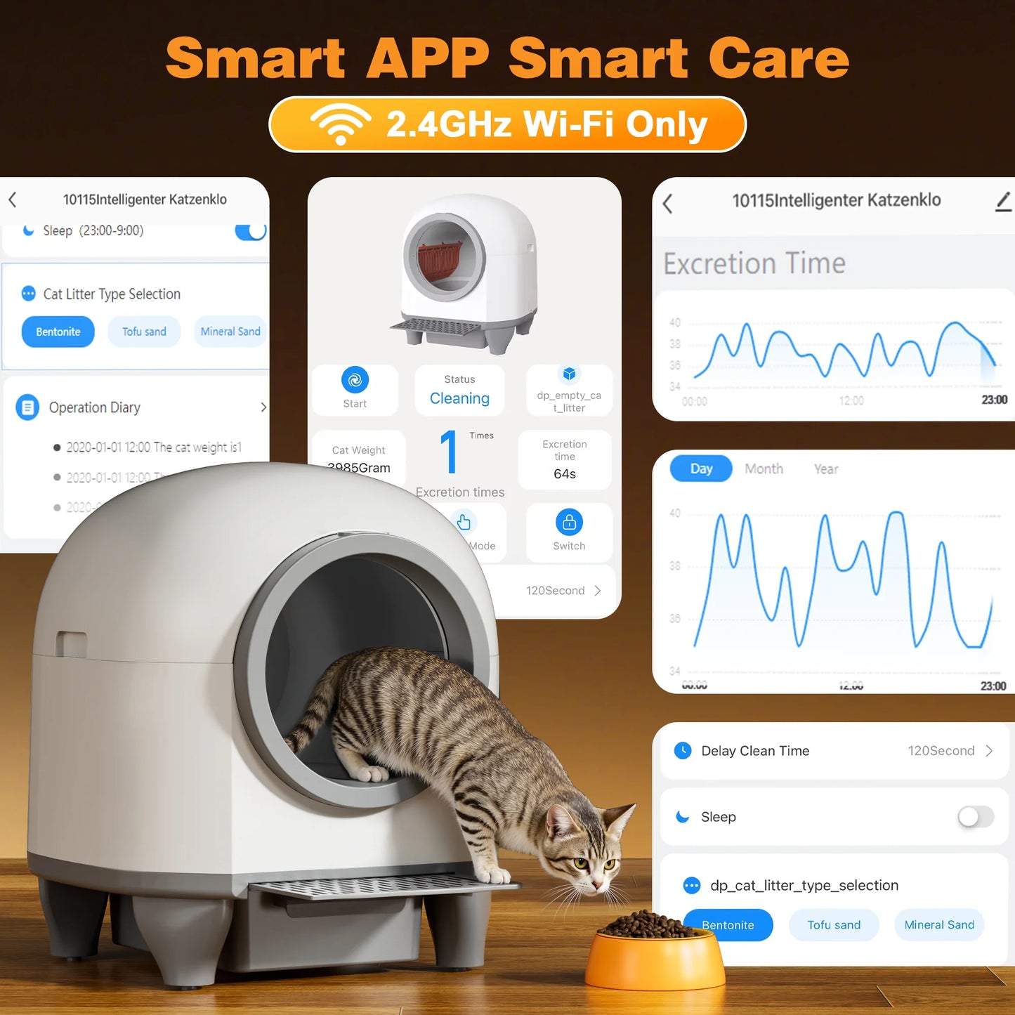 Self-Cleaning Cat Litter Box with Mat – Automatic Litter Box for Multiple Cats, Featuring Safety Protection and App Control, Includes a Complimentary Garbage Bag, Brown