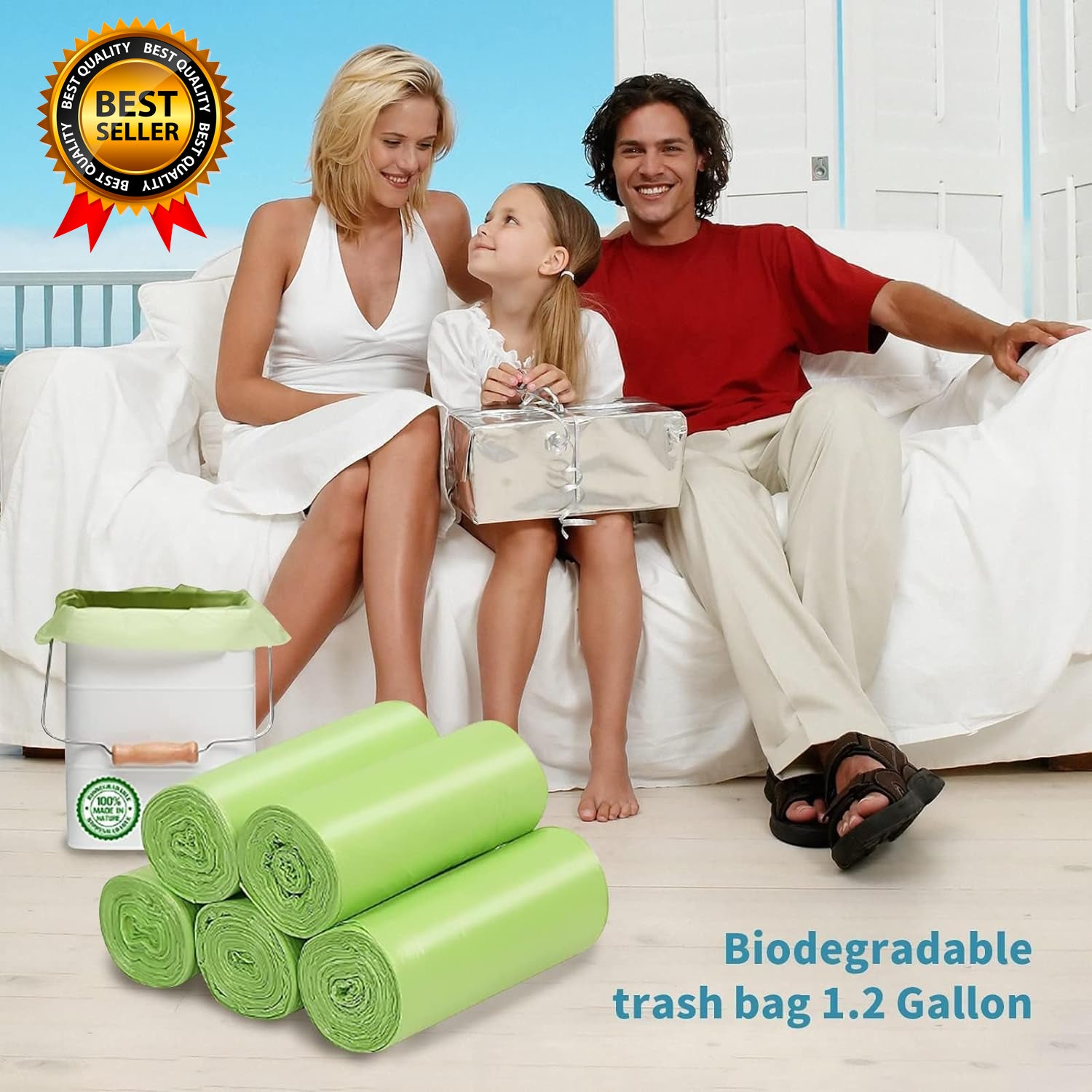 Small Trash Bags 1.2 Gallon 120 Counts Biodegradable Food Waste Bags Mini 5L